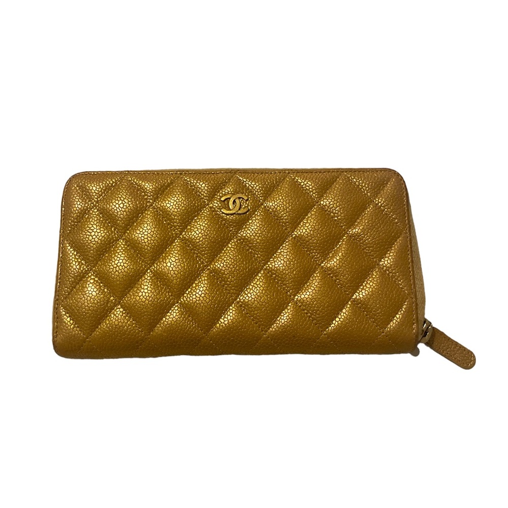 Chanel Gold Metallic Zippy Wallet